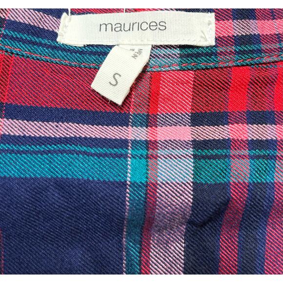 Maurice’s Plaid Long Sleeve Button Down soft cotton size Small - Picture 3 of 8